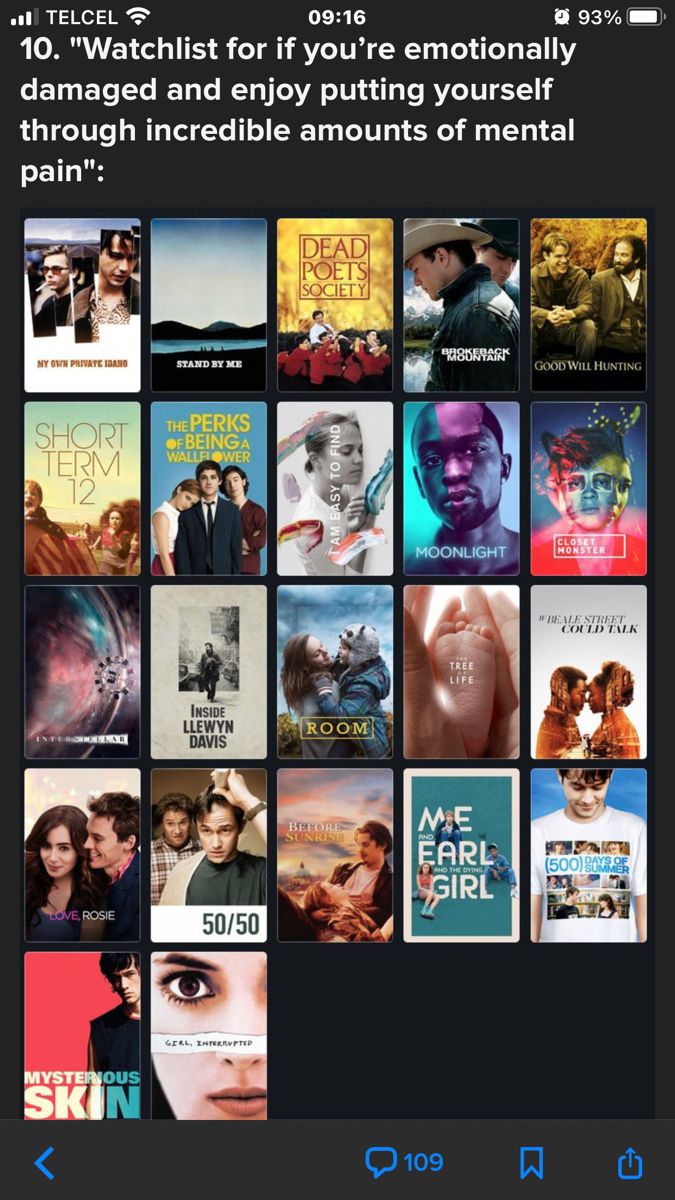 an iphone screen with movies on it and the caption that says watchlist for if you're emotionally