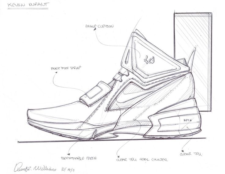 a drawing of a sneaker shoe with instructions