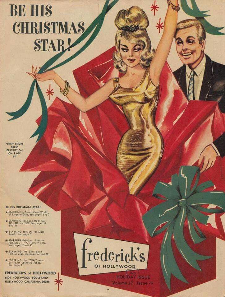 an advertisement for federal's christmas stockings featuring a woman in a gold dress and a man in a tuxedo