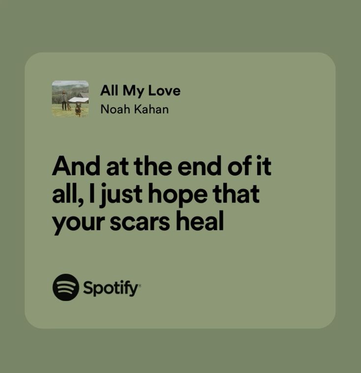 an ad for spotify with the caption'and at the end of it all, just hope that your scars heal '