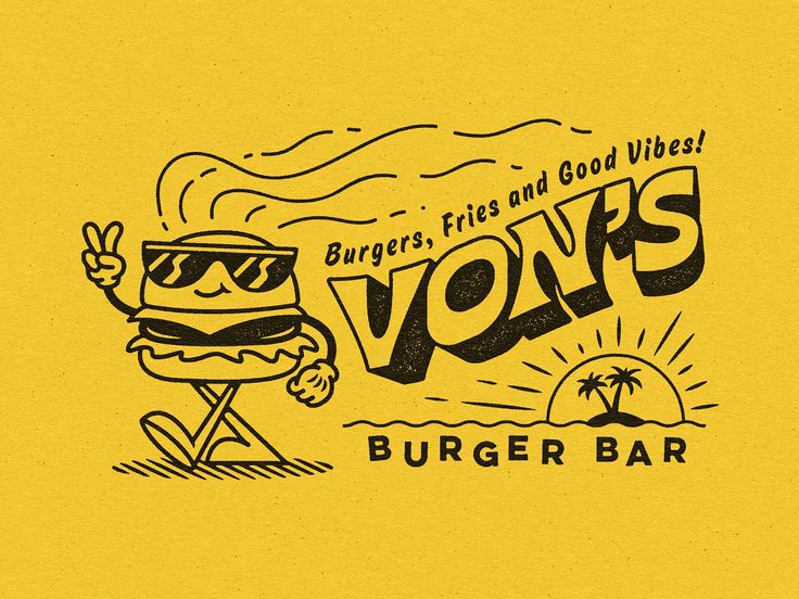 a burger bar logo with the word voks written in black on a yellow background