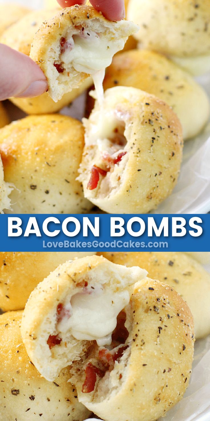 Bacon Bombs Cheesy Bacon Bites, Bacon Ideas Snacks, Bacon Bombshell, Bacon Snacks Appetizers, Biscuits Appetizers, Bacon Appetizer Recipes, Bar Food Appetizers, Incredible Appetizers, Breakfast Finger Foods