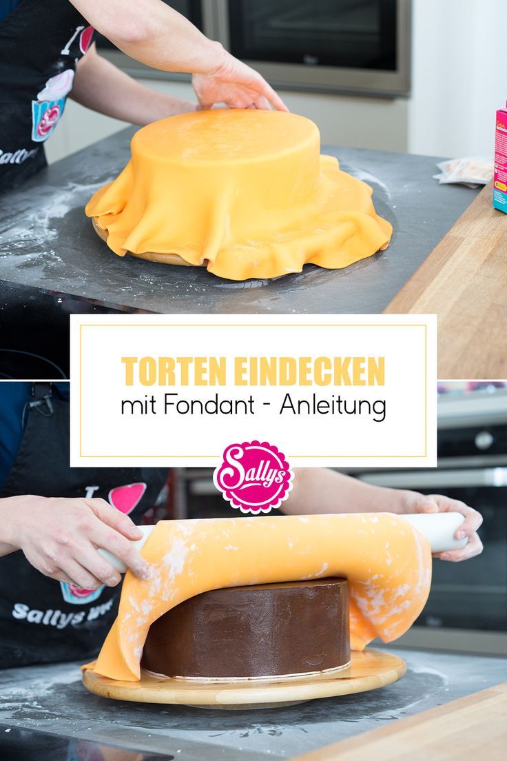 a person in an apron decorating a cake with fondant and banana peels