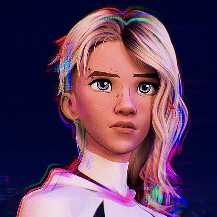 a digital painting of a woman with blonde hair and blue eyes wearing a white shirt