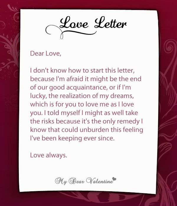 a love letter written on a piece of paper with the words dear love, i don't know how to start this letter, because it might be