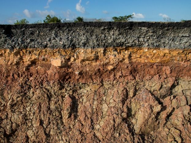 the layers of rock are brown and orange