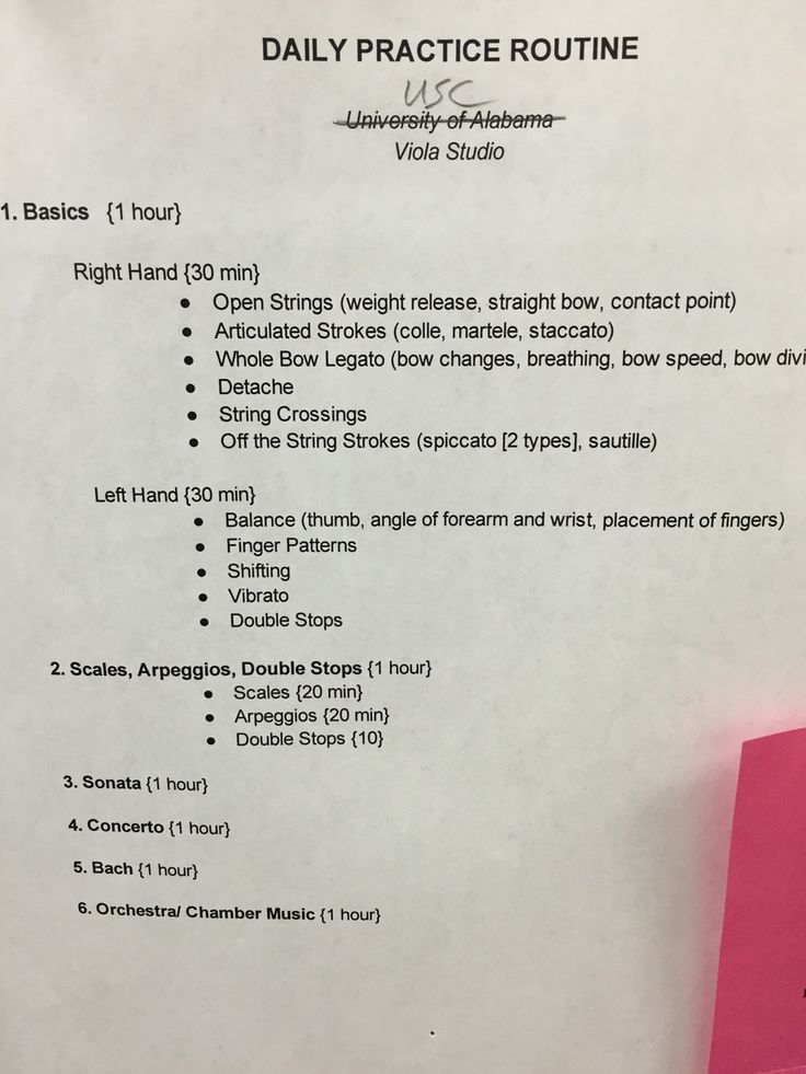 a piece of paper with instructions on how to use the daily practice routine