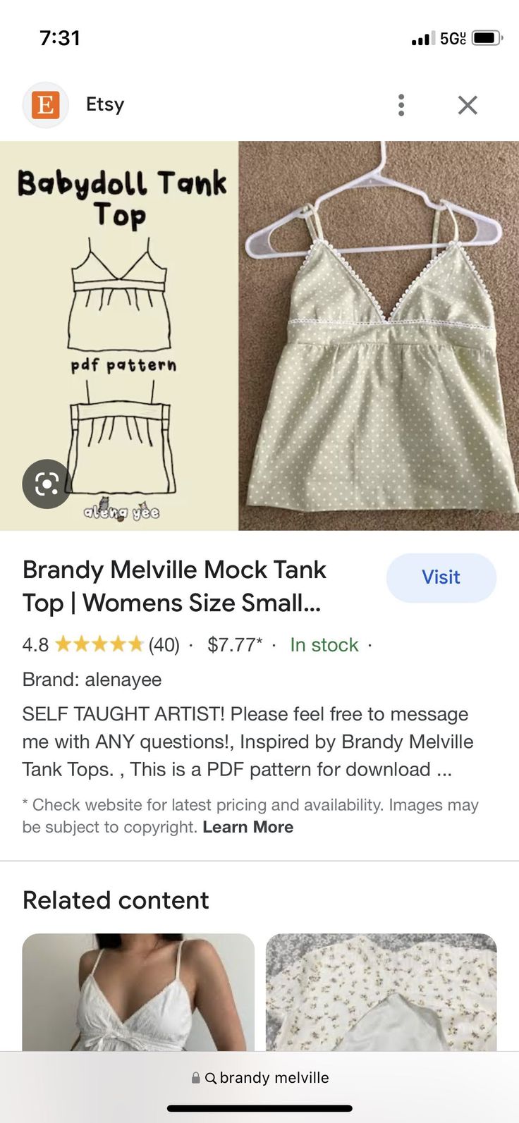 an image of a woman's tank top on the app