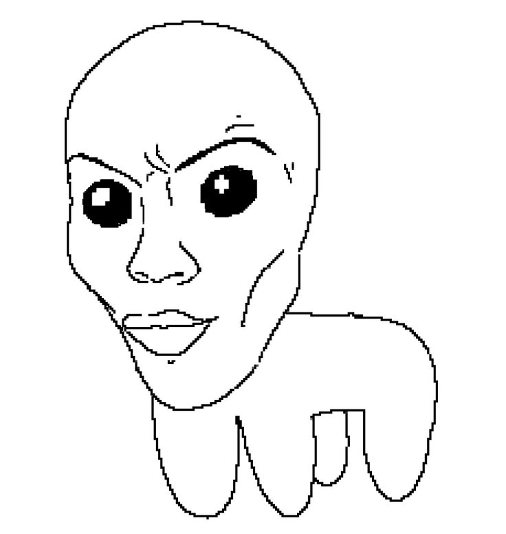 the face of an alien with big eyes and no head is outlined in black on a white background