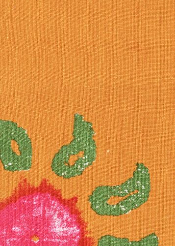 an orange background with green and pink designs on it's surface, including the word love