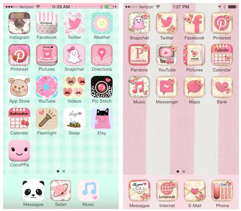 the pink and white theme on this phone is very cute