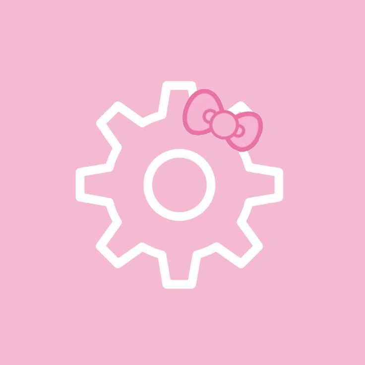 a pink wallpaper with an image of a cogwheel and hello kitty on it