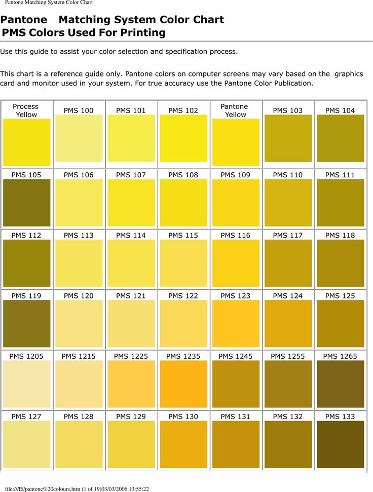 the pantone color chart is shown in yellow and brown