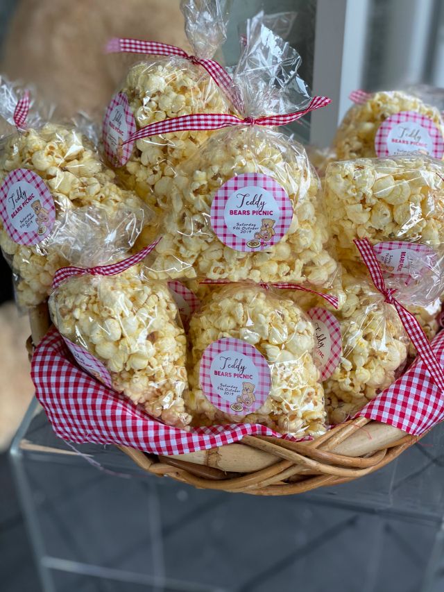 a basket filled with lots of treats on top of a table