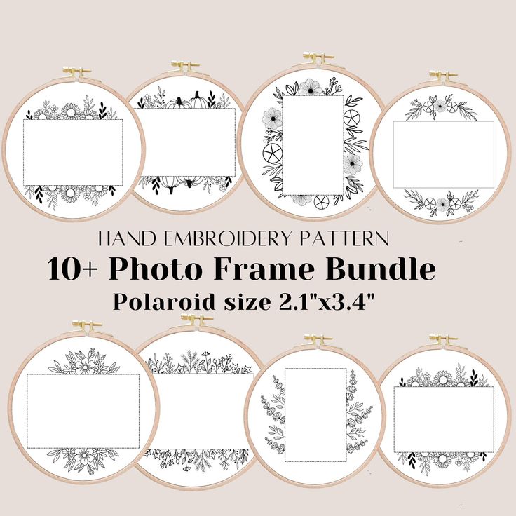 the 10 photo frame bundle is shown in black and white, with floral designs on it