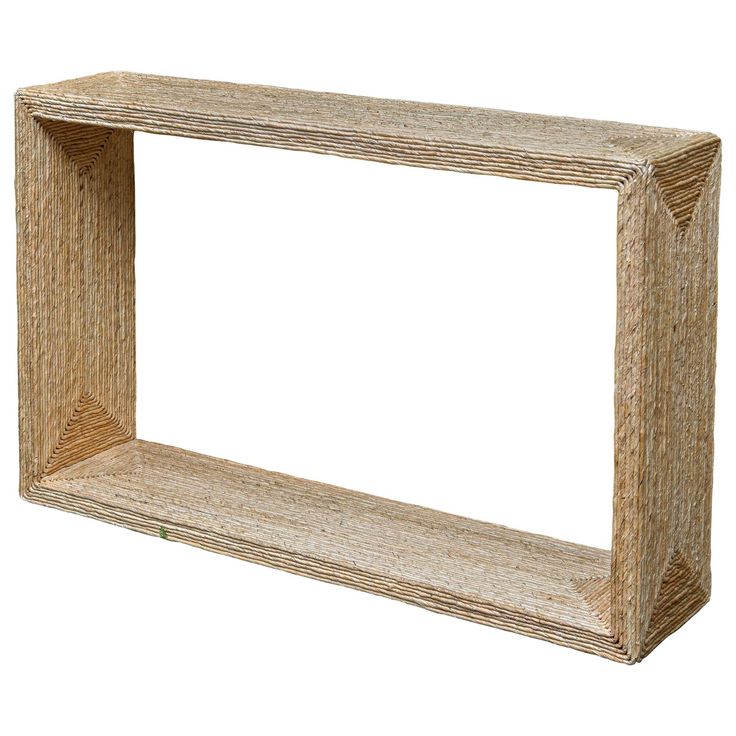 an empty wooden frame on a white background