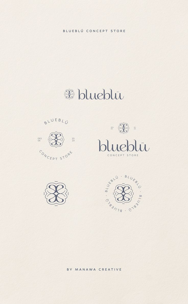 the bluebuu logo is shown in three different colors and font styles, including one for