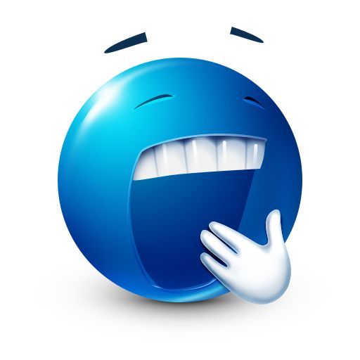 a blue ball with an open mouth and one hand on it's face,