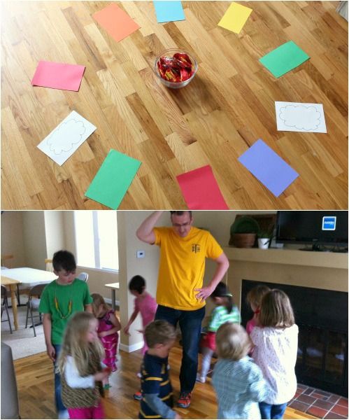 there are two pictures with children playing on the floor and in front of an adult