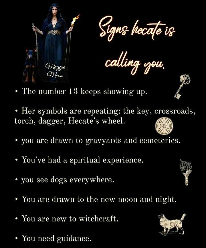 an image of a woman holding a wand with the caption saying, signs hecate is calling you