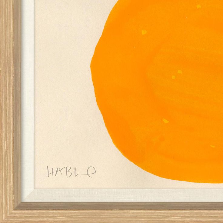 an orange and white painting with the word hable written on it in black ink