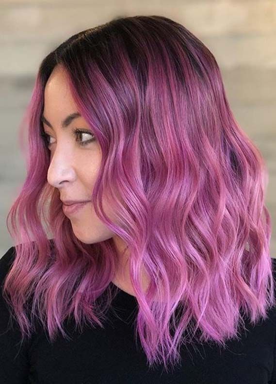 Brunette Light, Pink Hair Color, Hair Layers, Hair Curl, Hair Dressing, Vivid Hair Color, Waves Hair, Hair Color Unique, Colors Hair