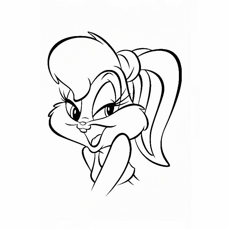 an image of a cartoon character with big eyes and long hair, in black and white