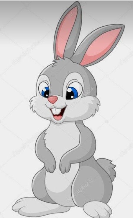 a cartoon rabbit with big blue eyes