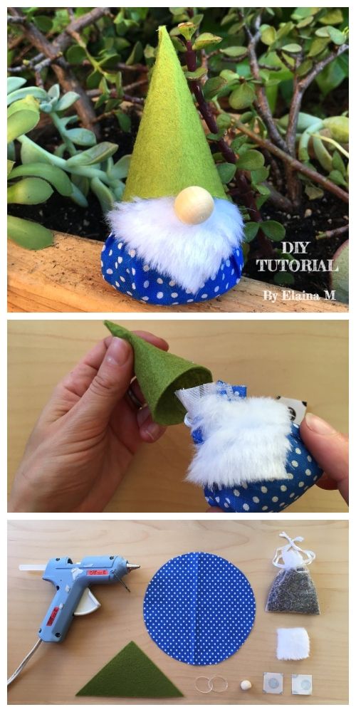 the instructions for how to make a gnome's hat out of fabric and felt