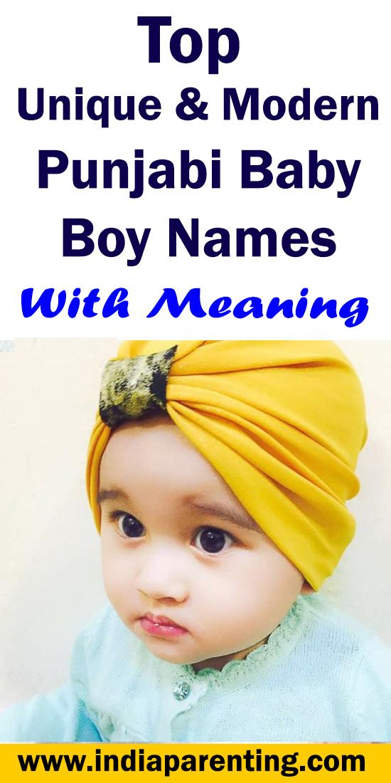 a baby wearing a yellow turban with the words top unique and modern punjabi baby boy names