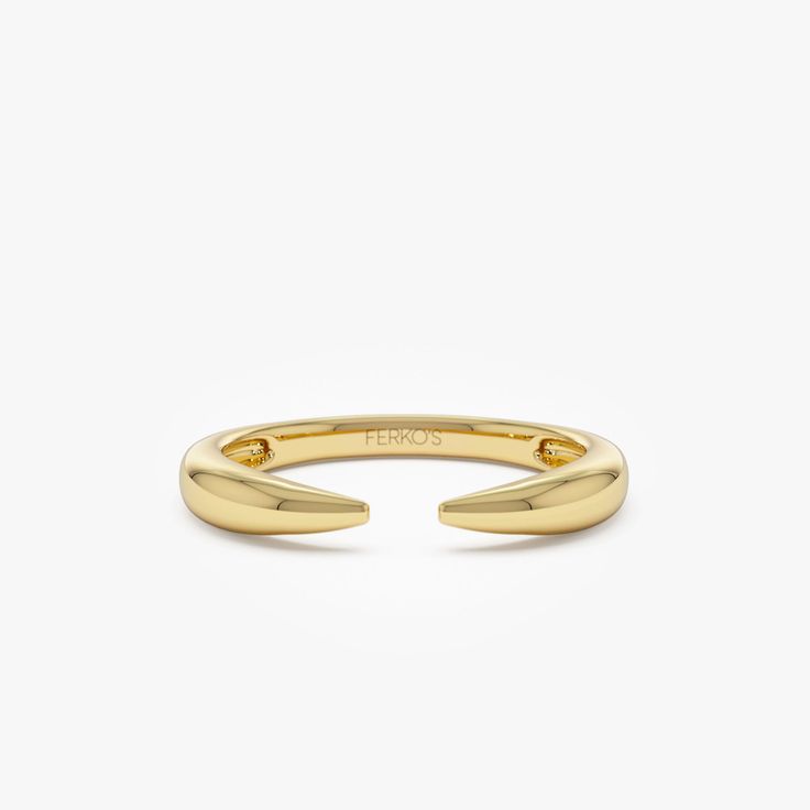 Gold Claw Ring, 14K Gold Open Claw Ring For Women, Solid Gold Cuff Stackable Ring Ferkos Fine Jewelry, Minimal Nesting Stacking Spacer Ring  ▶ Item Details * Handmade * Made to Order * Gold KT: 14K Solid Gold (also available in 18K) * Gold Color Options: Rose Gold, Yellow Gold, White Gold * Widest Portion: 3MM * Height: 2.2 MM ▶ See more of our Gold Rings here - http://etsy.me/2lwZBVl ▶ See our storefront here - http://etsy.me/2lUcVnH  ▶ All store sections here * Diamond Rings - http://etsy.me/2 Luxury Gift Midi Open Ring, Cheap Personalized Open Ring Jewelry, Luxury Engraved Open Ring For Women, Luxury Yellow Gold Engraved Open Ring, Luxury Collectible Open Ring, Jewelry Minimal, Criss Cross Ring, Ring Spacer, Claw Ring