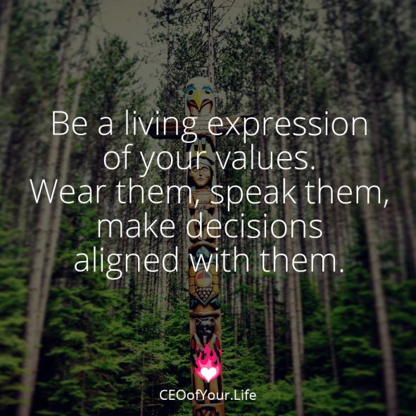 a forest with trees and the words be a living expression of your value wear them, speak