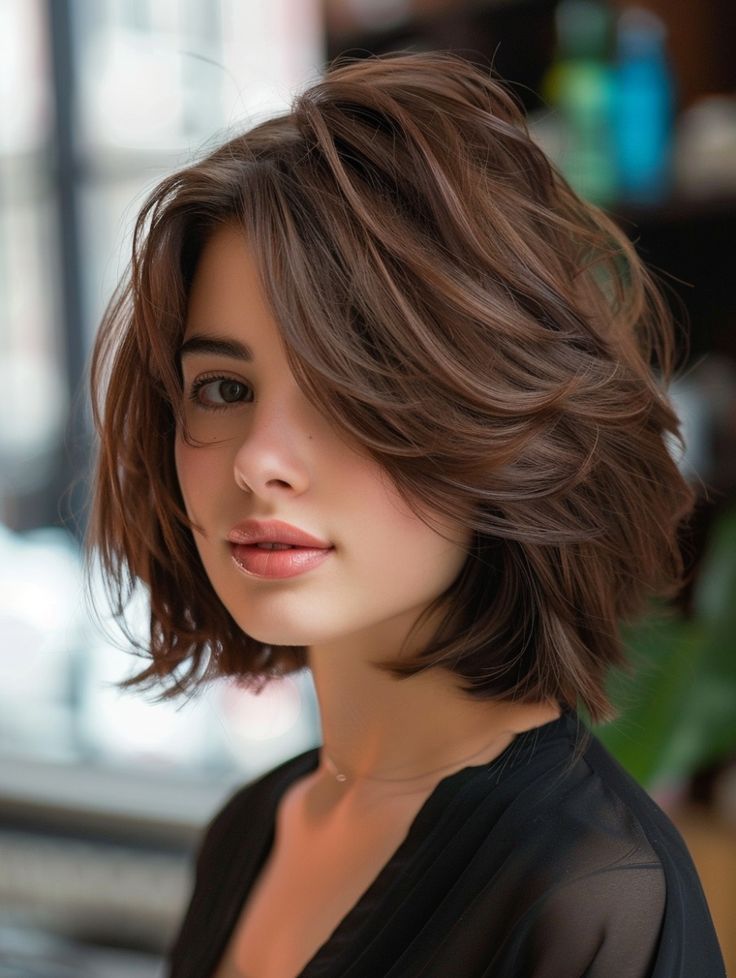 Bobs For Square Face Shape, Layered Hair Bob Short, Short Haircut Ideas For Women Bob Styles, Best Haircuts For Heart Shaped Face, Haircuts For Women Oval Face, Short Haïr Cut For Women, Hair Cuts Short For Women, Short Haircut With Color, Bob Layers Short