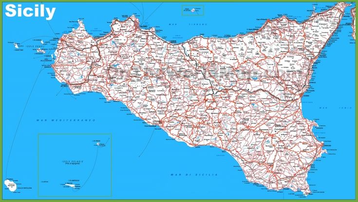 Large detailed map of Sicily with cities and towns | Italy map, Sicily, Map