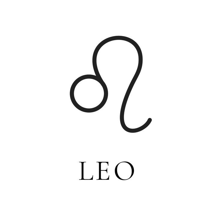 the leo zodiac sign is shown in black and white, with an astrological symbol above it