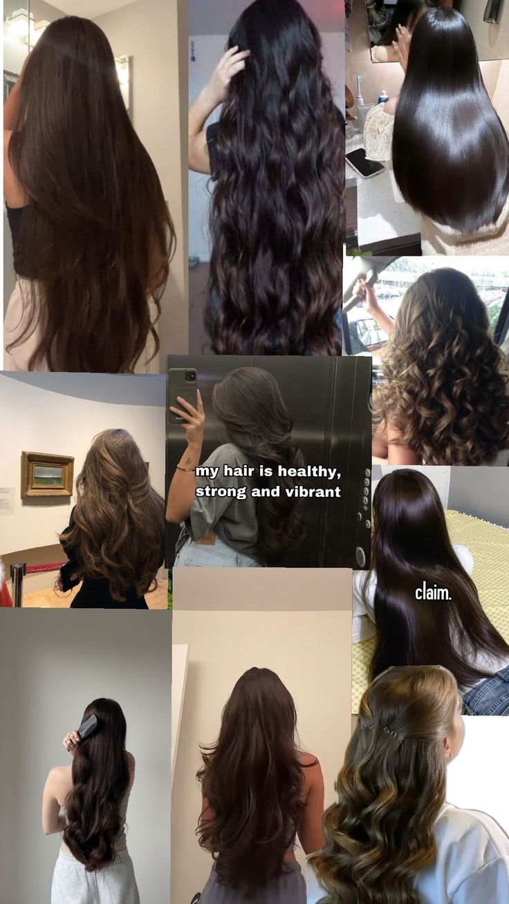 manifesting long hair/lucky girl Long Healthy Hair Manifest, Long And Healthy Hair Aesthetic, Long Hair For Vision Board, Good Hair Aesthetic Vision Board, Grow Hair Vision Board, Growing My Hair Long, Thick Hair Manifestation, Long Thick Healthy Hair Affirmations, Hairstyles Vision Board