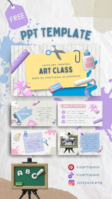 an advertisement for art class with paper and scissors