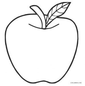 an apple with a leaf on it coloring pages for kids, free printable worksheet