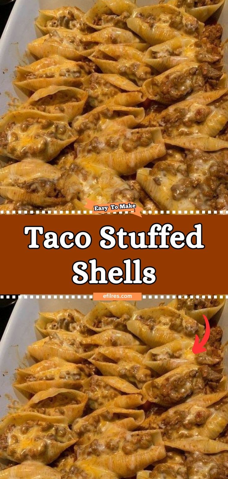 taco stuffed shells with meat and cheese on top