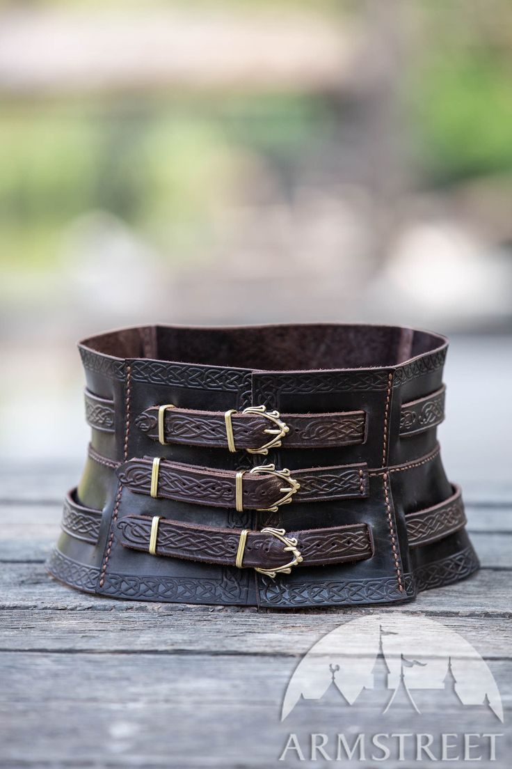 Viking War Corset Belt with Embossing “Gudrun the Wolfdottir” for sale. Available in: brown leather, black leather, milk white leather :: by medieval store ArmStreet Maiden Energy, Fair Clothes, Rae Aesthetic, Viking Knotwork, Viking Aesthetic, Harry Clarke, Viking Belt, Dnd Inspiration, Medieval Belt