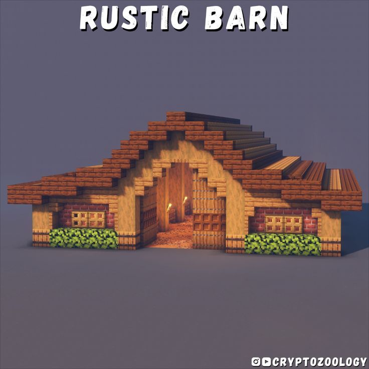 a house made out of bricks with the words rustic barn above it