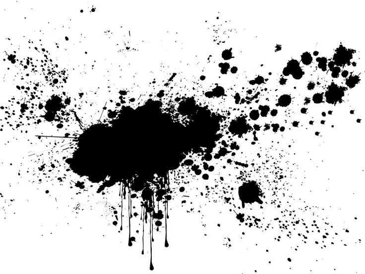 black ink splattered on white paper