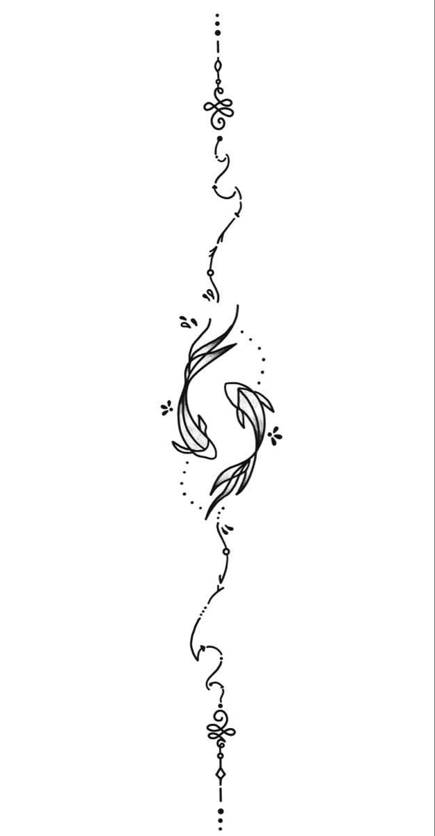 a black and white drawing of a long line with swirls on the side,