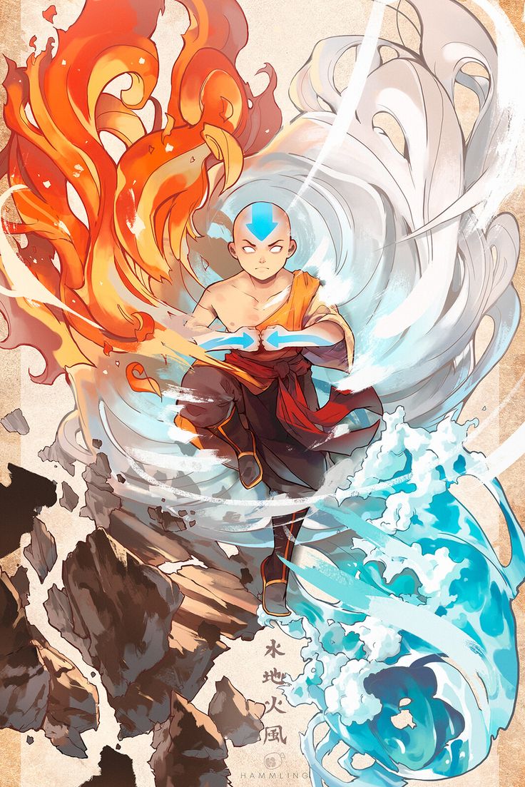 an anime character sitting on top of a wave in front of a sky and clouds