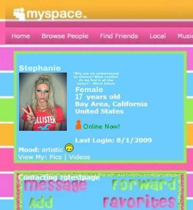 an image of a website page for myspace