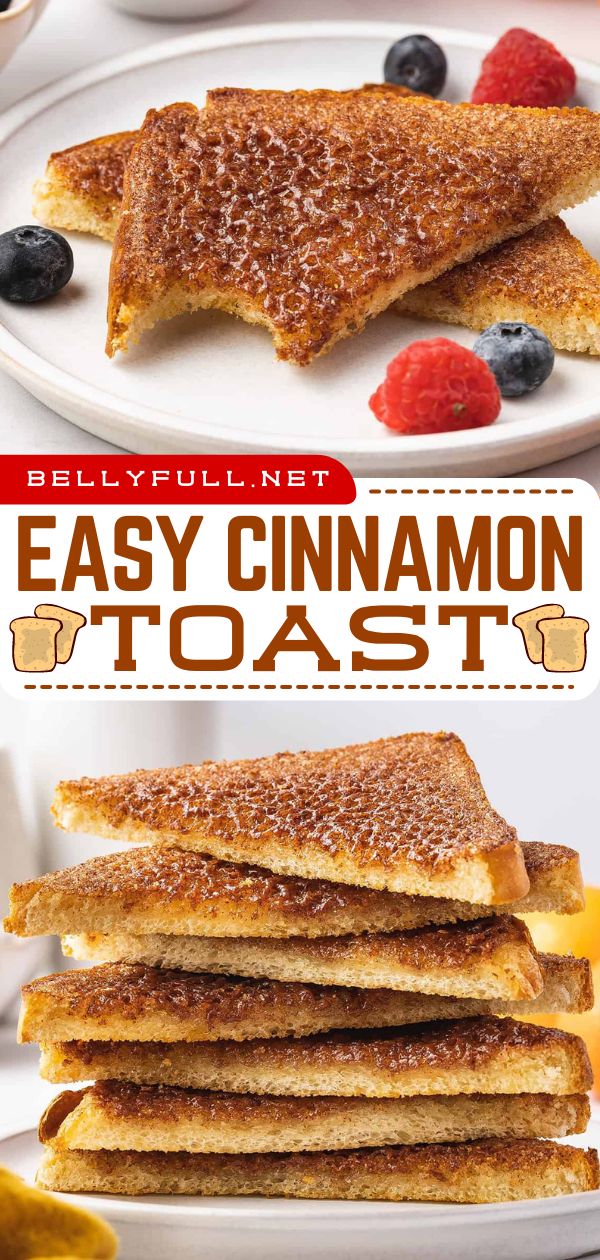 Want more Easter brunch recipes? Learn how to make Cinnamon Toast! 6 ingredients are all you need for this easy breakfast idea. Finished with a caramelized topping, this cinnamon sugar toast is the best! Cinnamon Snacks Easy, Cinnamon Toast Recipe Easy, Homemade Cinnamon Toast, Easy Cinnamon Toast, Oven Cinnamon Toast, Cinammon Toast Recipe, Quick Morning Breakfast, Eggs And Toast Breakfast Ideas, How To Make Cinnamon Toast