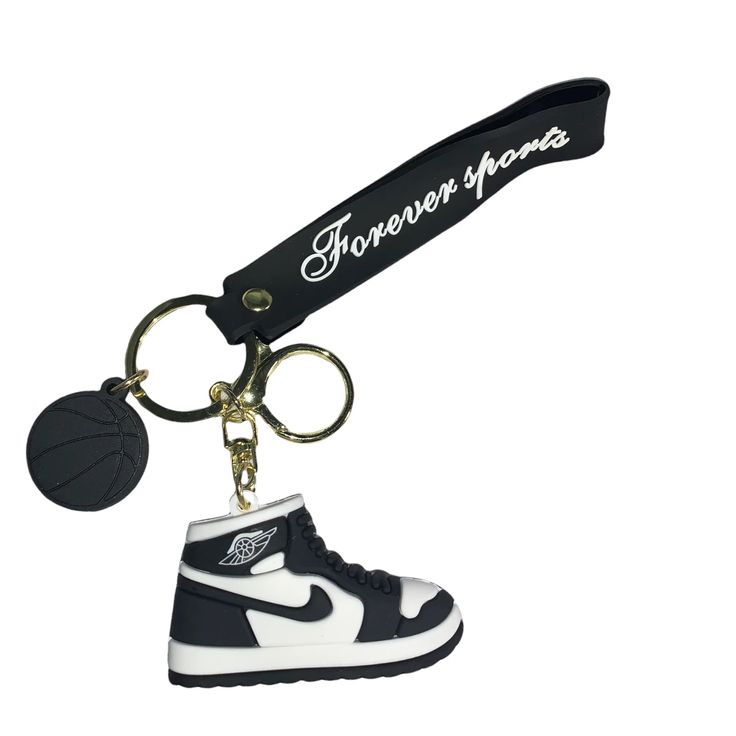 Trendy Black Keychain With Key Leash, Trendy White Keychain With Key Leash, Casual White Keychains With Key Leash, Casual White Keychain With Key Leash, Nike Keychain, Key Chains Aesthetic, Jordan Keychain, Sneaker Keychain, Cute Jordans