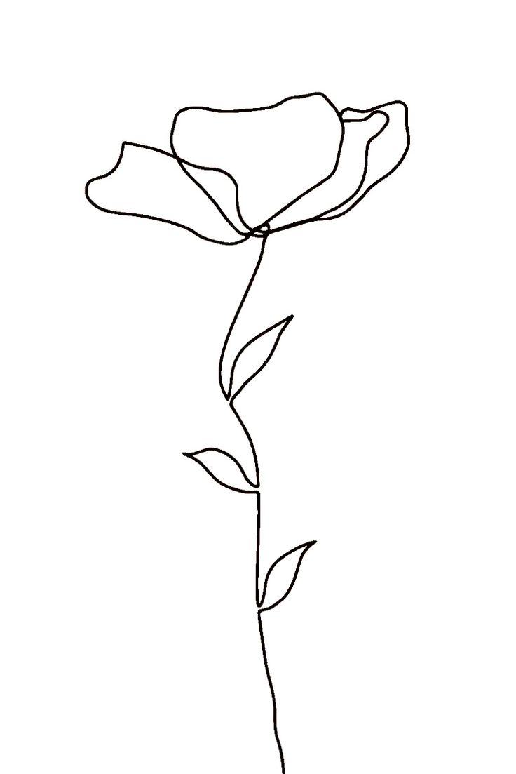 a black and white drawing of a single flower