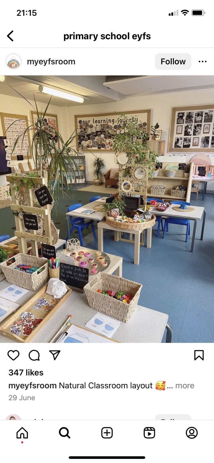 an image of a classroom setting with tables and baskets on the desks in front of them