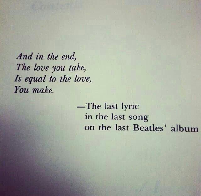 the last song in the last beatles'album is written on white paper with black ink